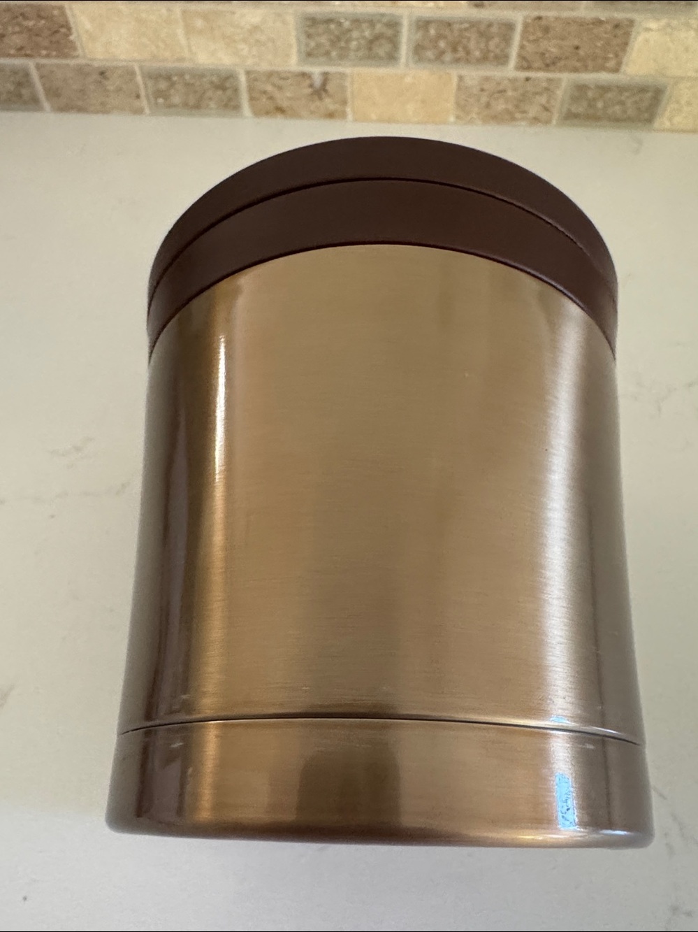 Starbucks Gold Travel thermal container with Brown Lid & Spoon 10oz - Picture 2 of 5